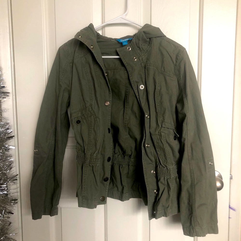 Olive Green Button Up Utility Jacket - image 1